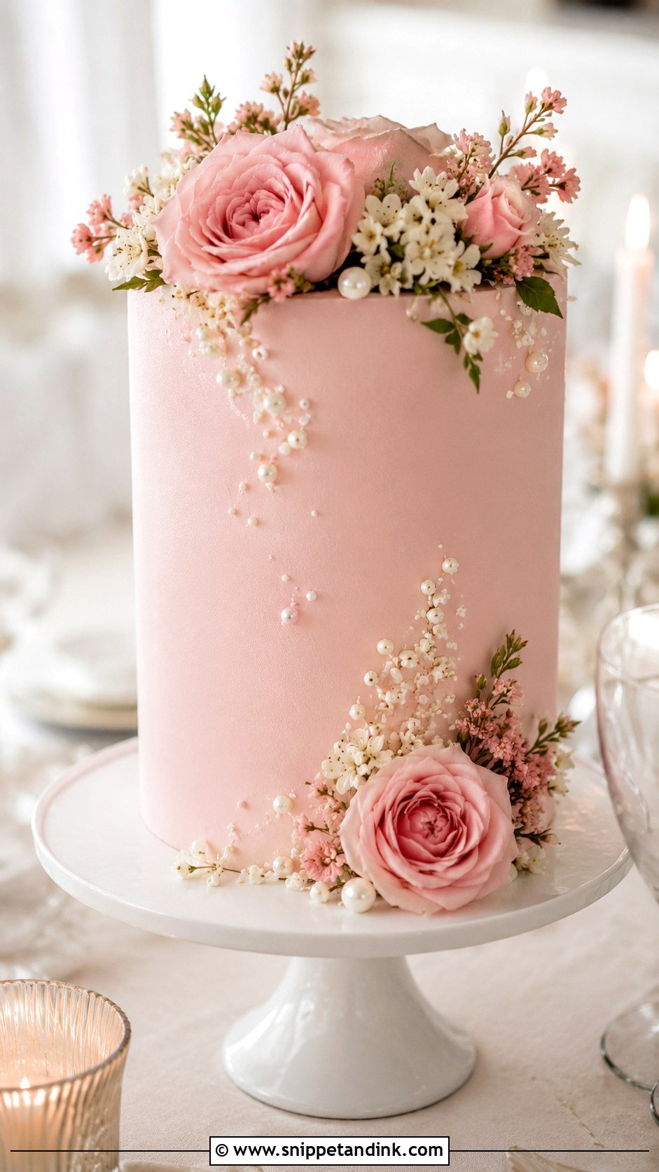 Pink Single Tier Wedding Cake - Snippet and Ink - 20 Elegant Pink Wedding Cake Ideas