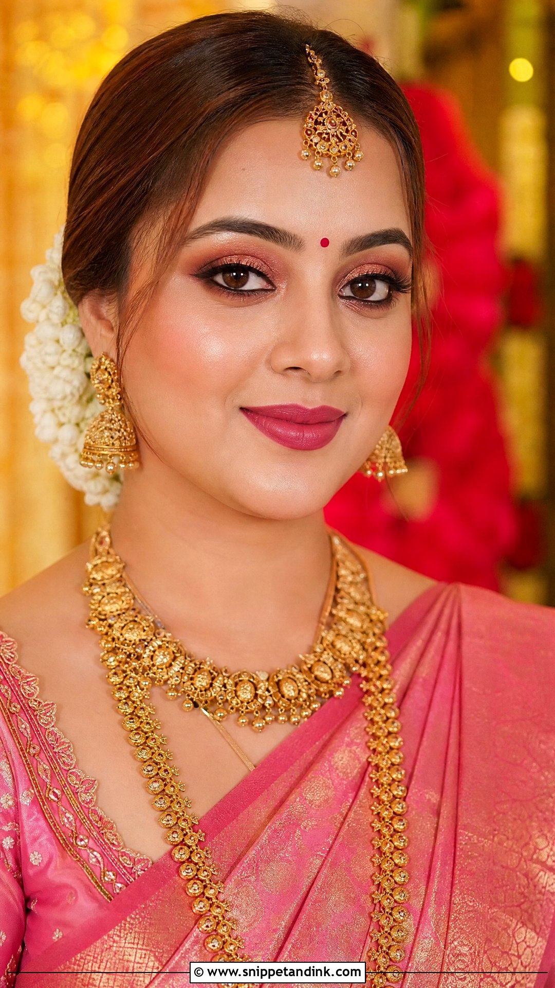 Pink South Indian Bridal Makeup - Snippet and Ink - 20 Traditional South Indian Bridal Makeup Ideas