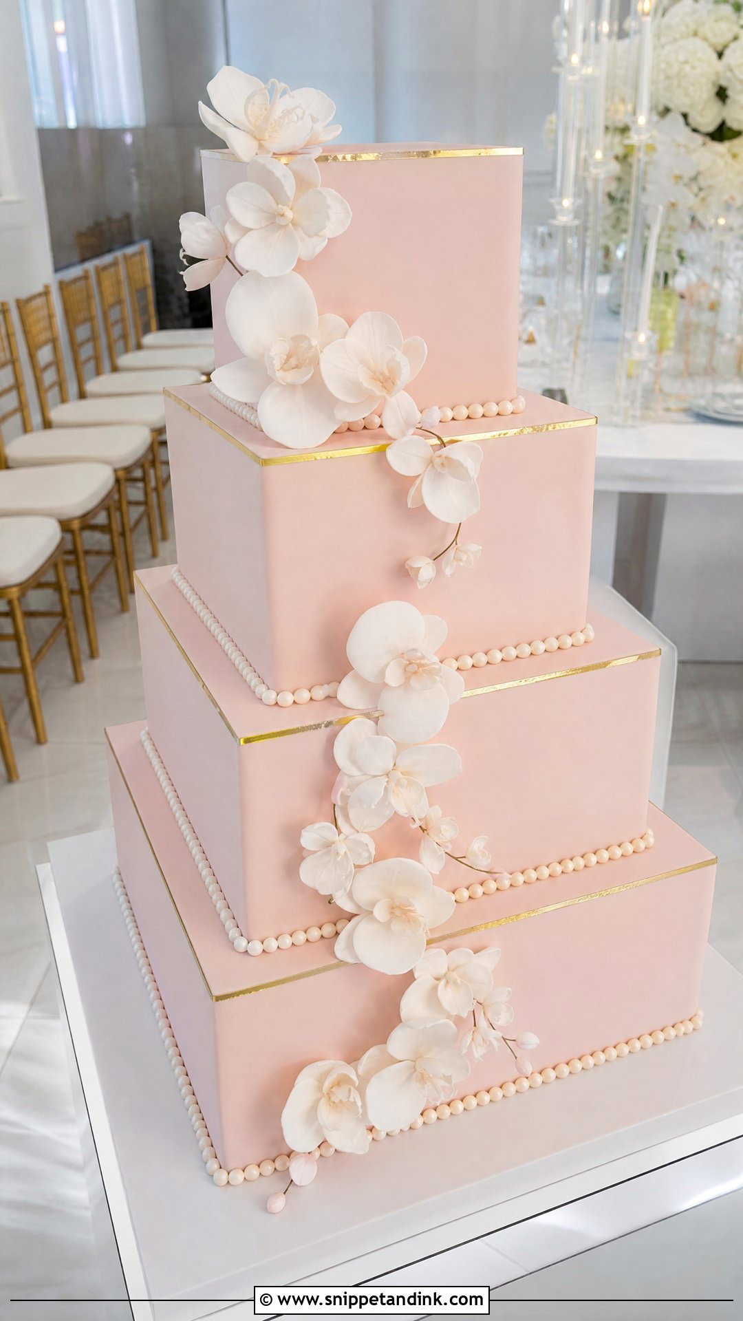 Pink Square Fondant Wedding Cake - Snippet and Ink - 20 Pink Fondant Cake Ideas for Wedding
