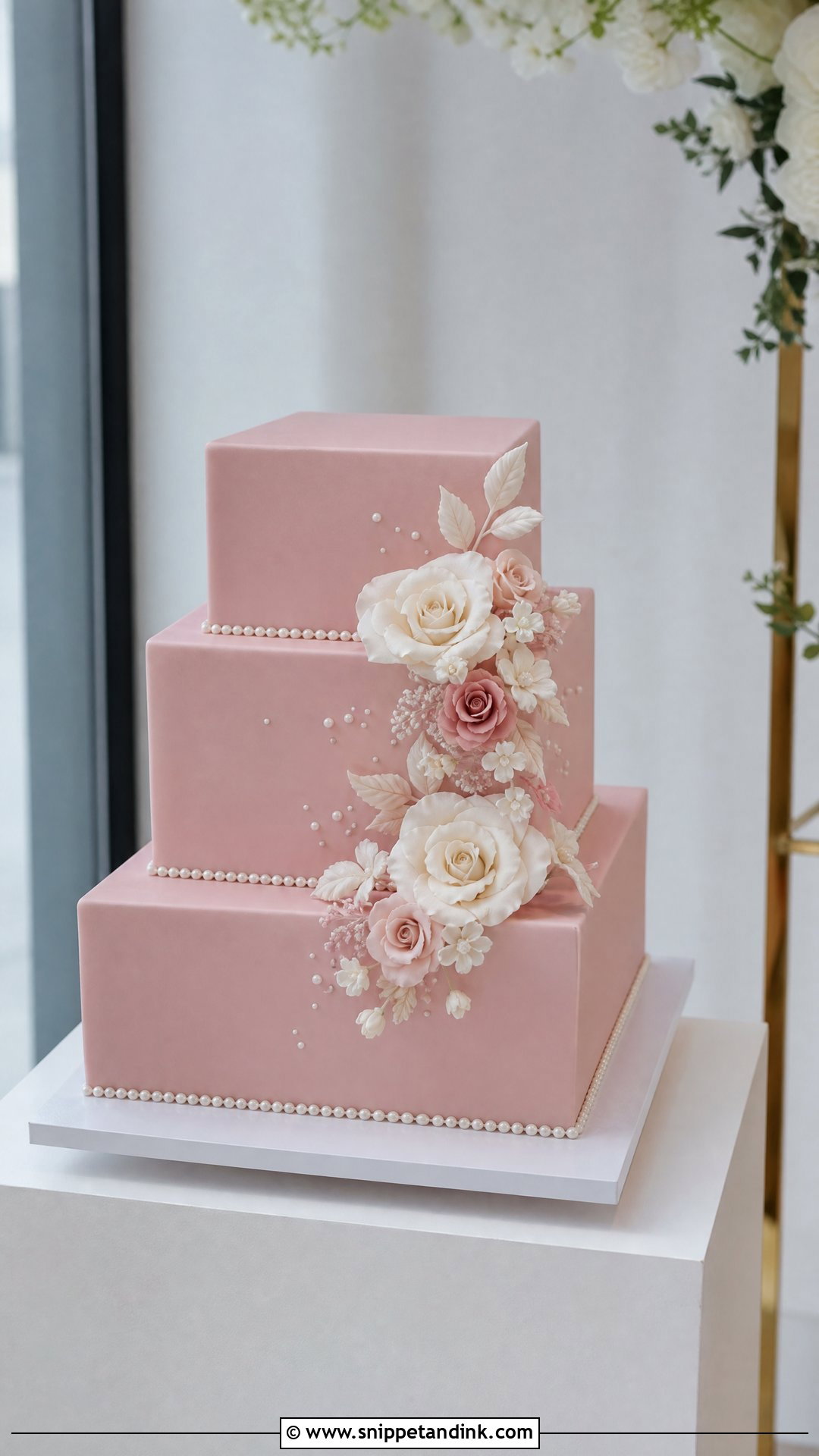 Pink Square Wedding Cake - Snippet and Ink - 30 Pink Cakes for Wedding