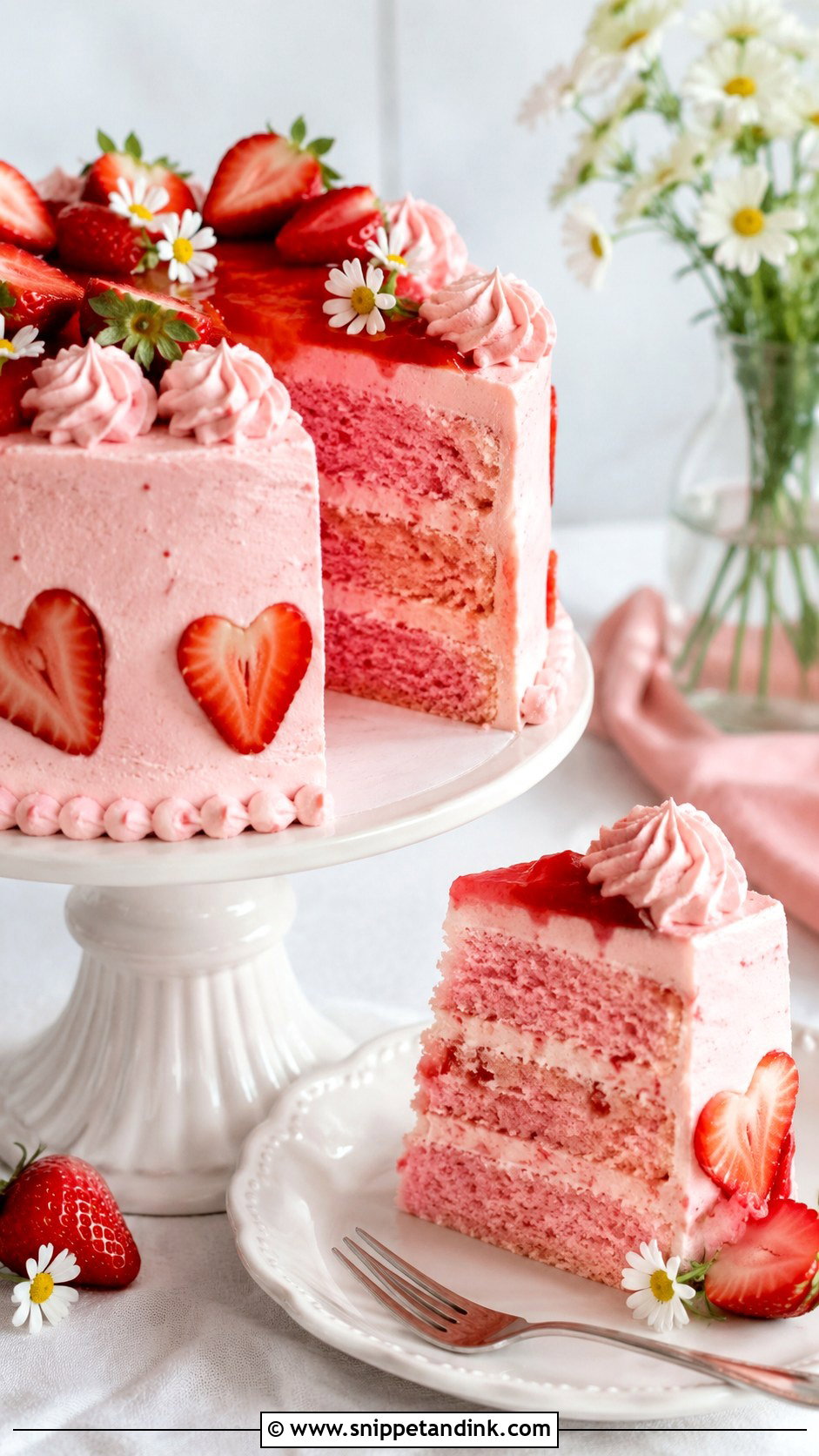 Pink Strawberry Anniversary Cake - Snippet and Ink - 20 Pink Anniversary Cake Ideas