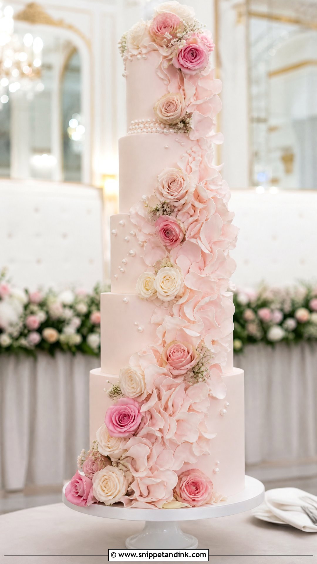 Pink Tall Wedding Cake - Snippet and Ink - 20 Pink Wedding Cake Ideas
