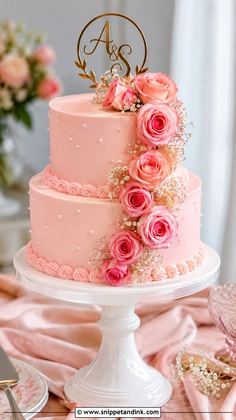 Pink Two Tier Anniversary Cake - Snippet and Ink - 20 Pink Anniversary Cake Ideas