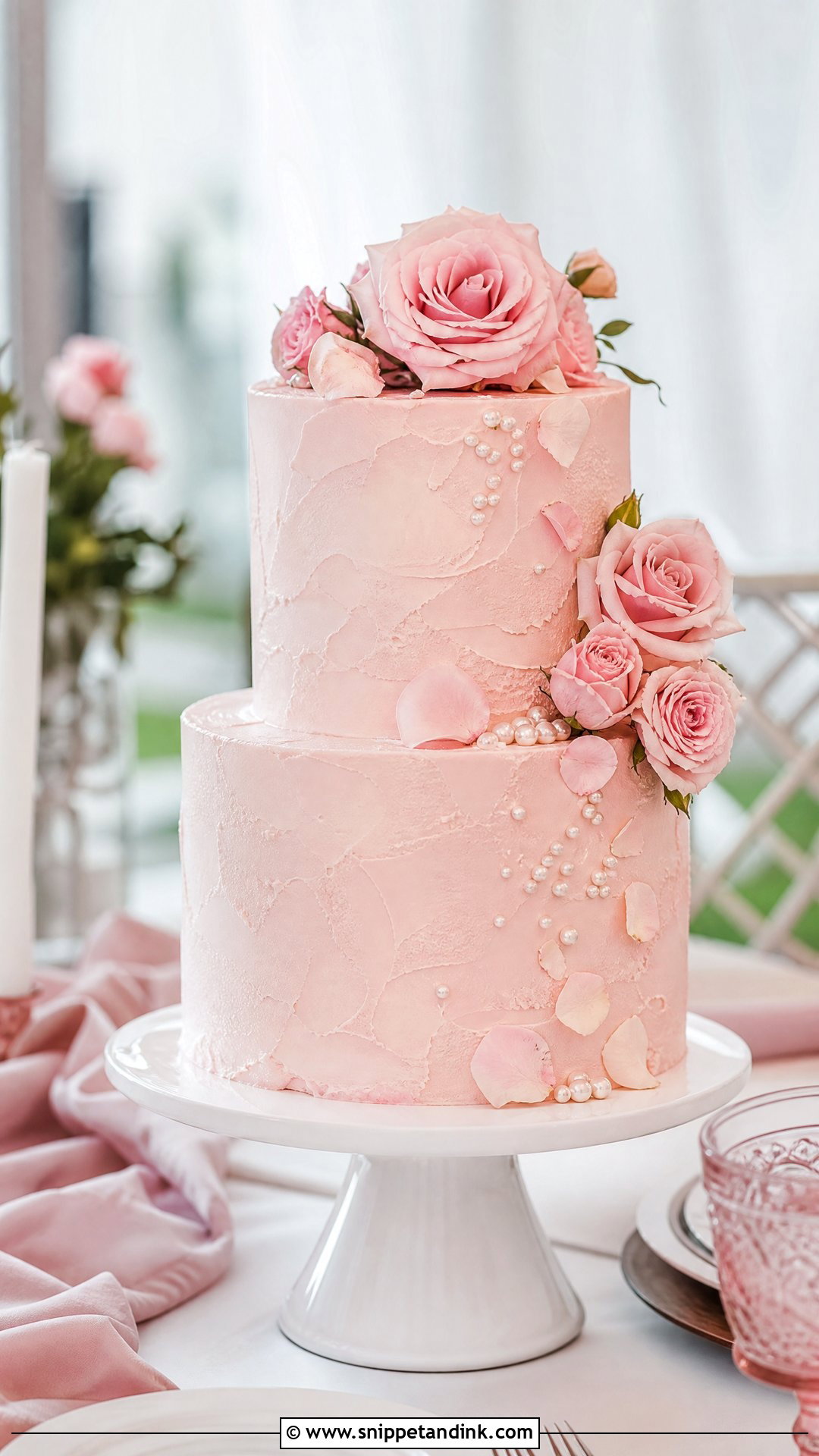 Pink Two Tier Wedding Cake - Snippet and Ink - 30 Pink Cakes for Wedding