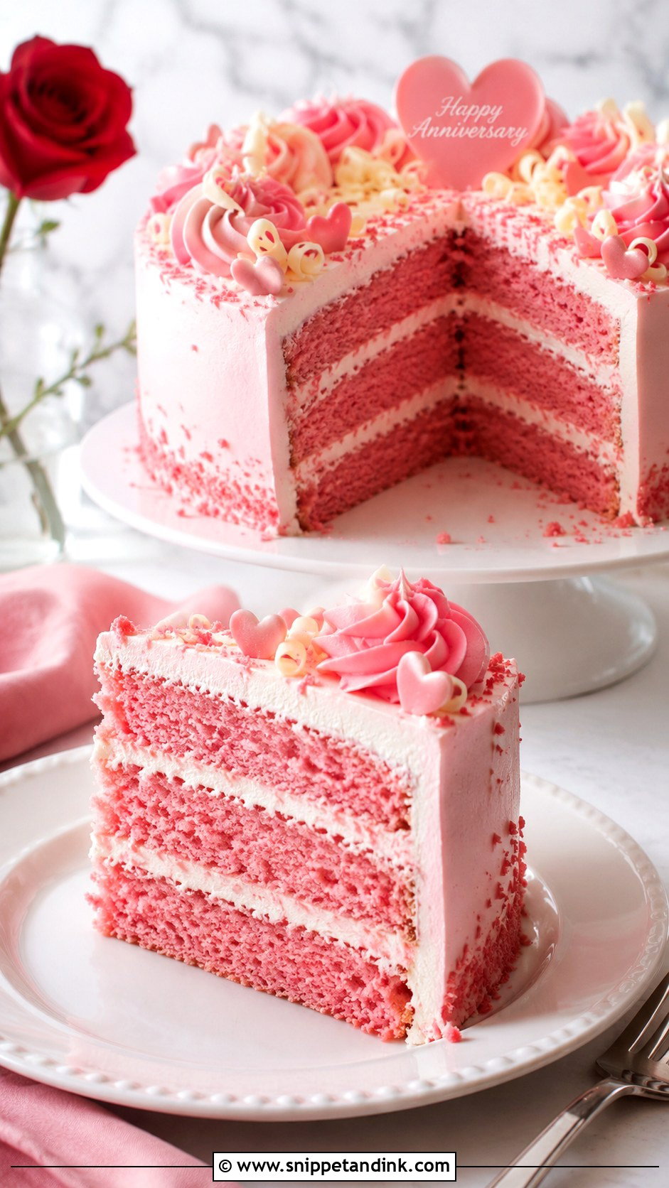Pink Velvet Anniversary Cake - Snippet and Ink - 20 Pink Anniversary Cake Ideas
