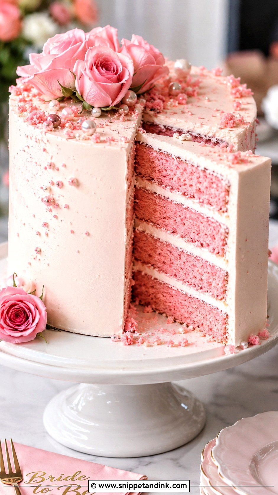 Pink Velvet Bachelorette Cake - Snippet and Ink - 25 Pink Bachelorette Party Cake Ideas for Wedding