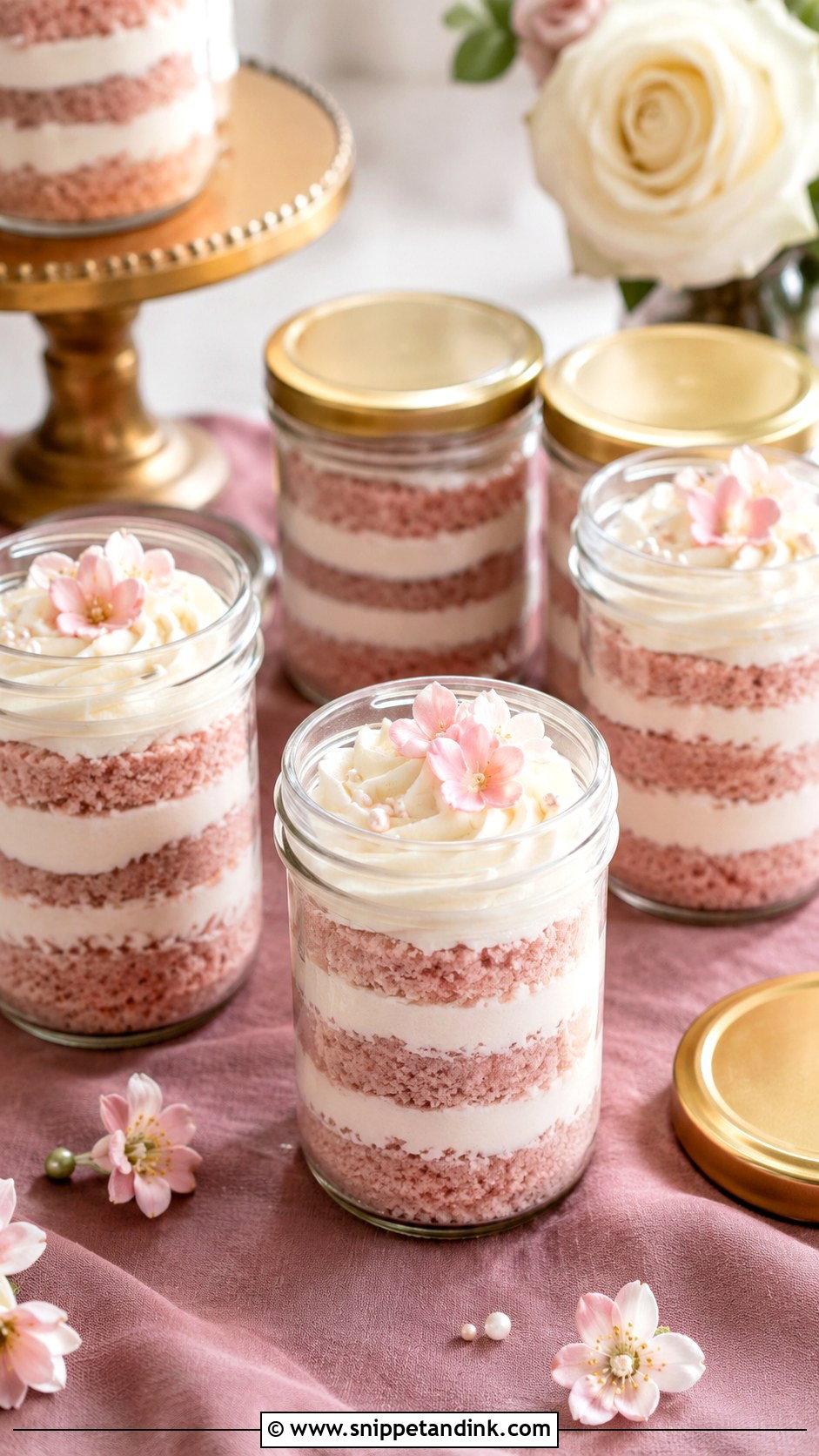 Pink Velvet Wedding Cake Jars - Snippet and Ink - 30 Wedding Cake Jars