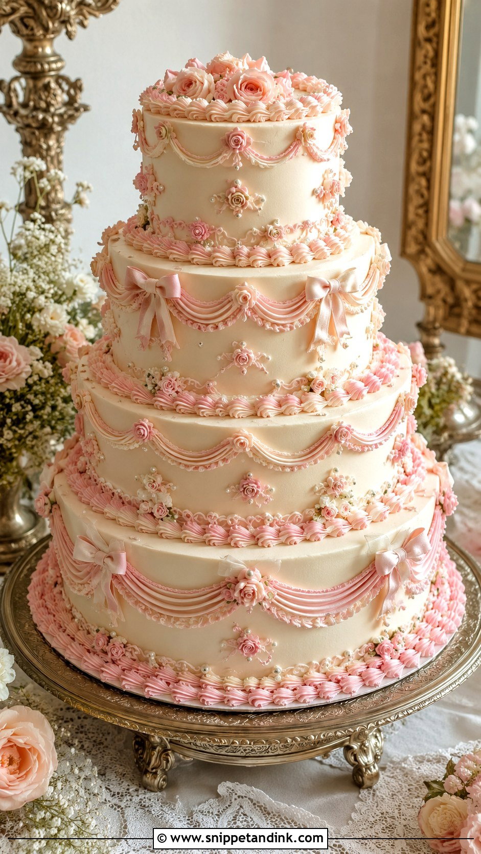 Pink Vintage Wedding Cake - Snippet and Ink - 20 Wedding Cake Ideas with Pink Accents