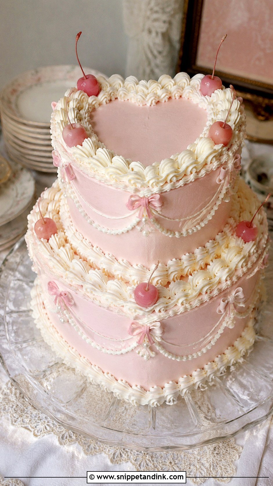 Pink Vintage Wedding Cake - Snippet and Ink - 25 Pink Themed Wedding Cake Ideas
