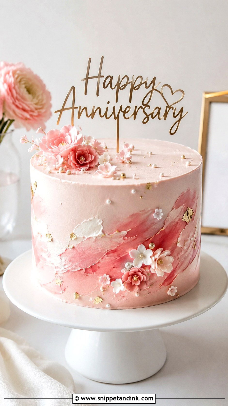 Pink Watercolor Anniversary Cake - Snippet and Ink - 20 Pink Anniversary Cake Ideas