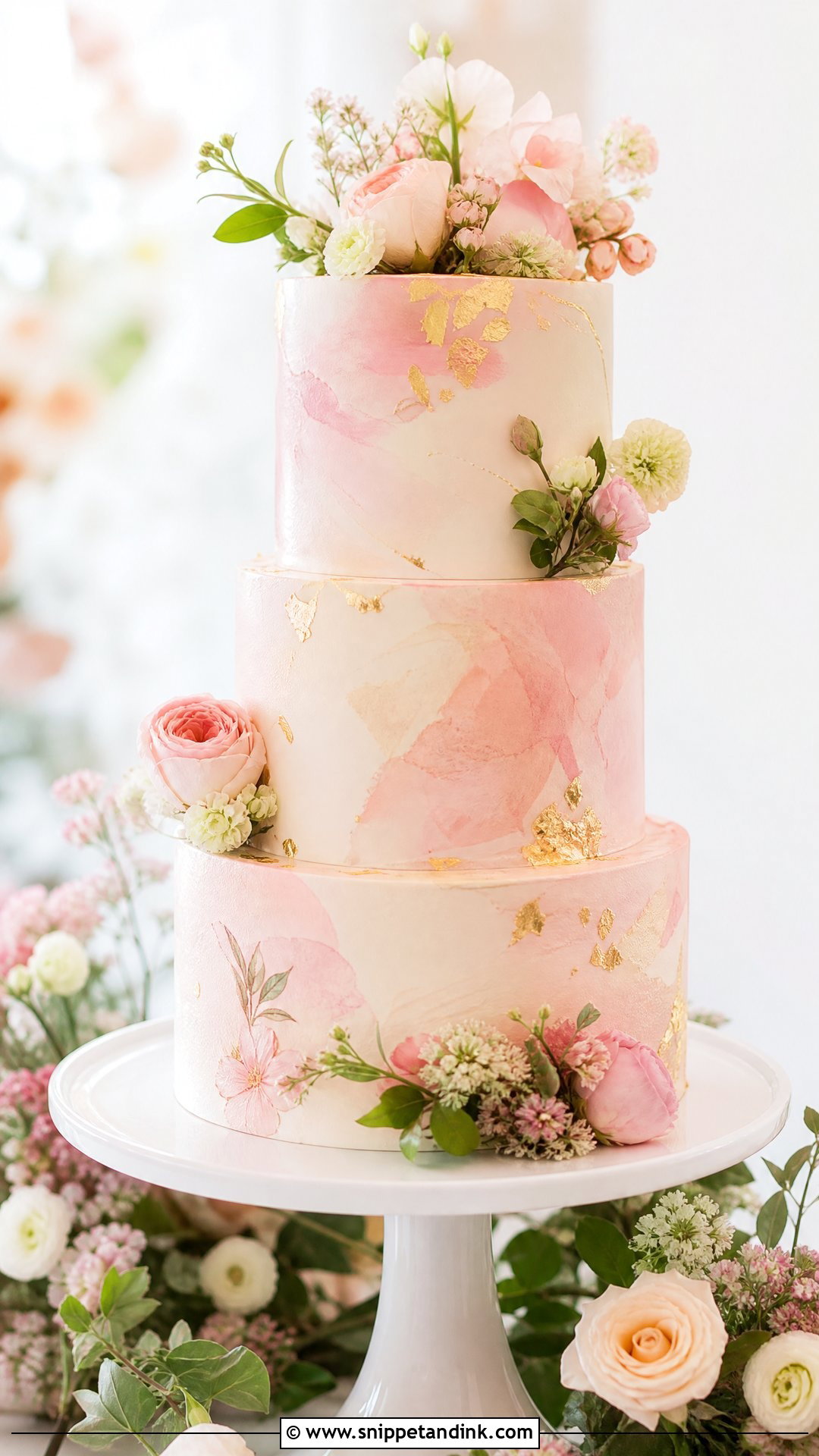 Pink Watercolor Wedding Cake - Snippet and Ink - 25 Pink Colour Cake Designs for Wedding