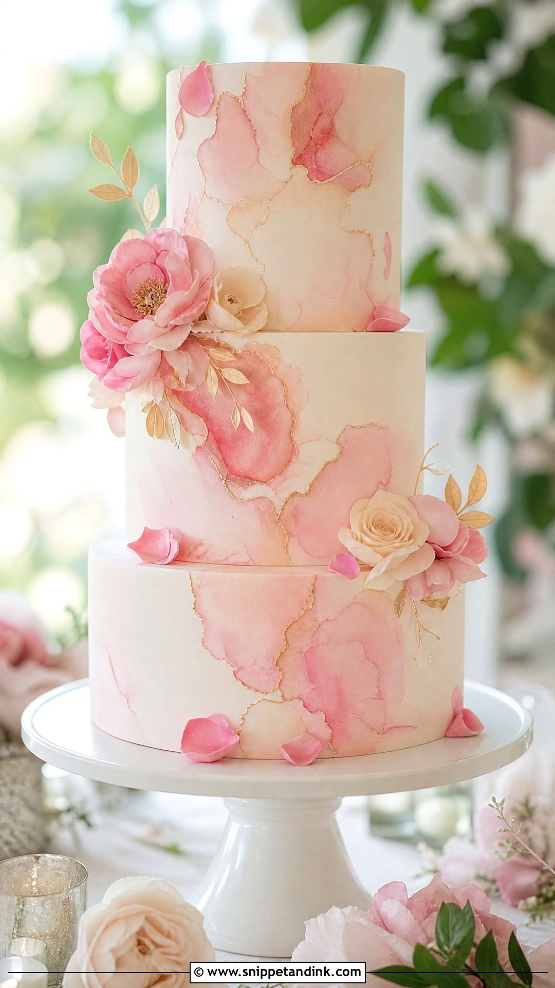 Pink Watercolor Wedding Cake - Snippet and Ink - 30 Pink Cakes for Wedding