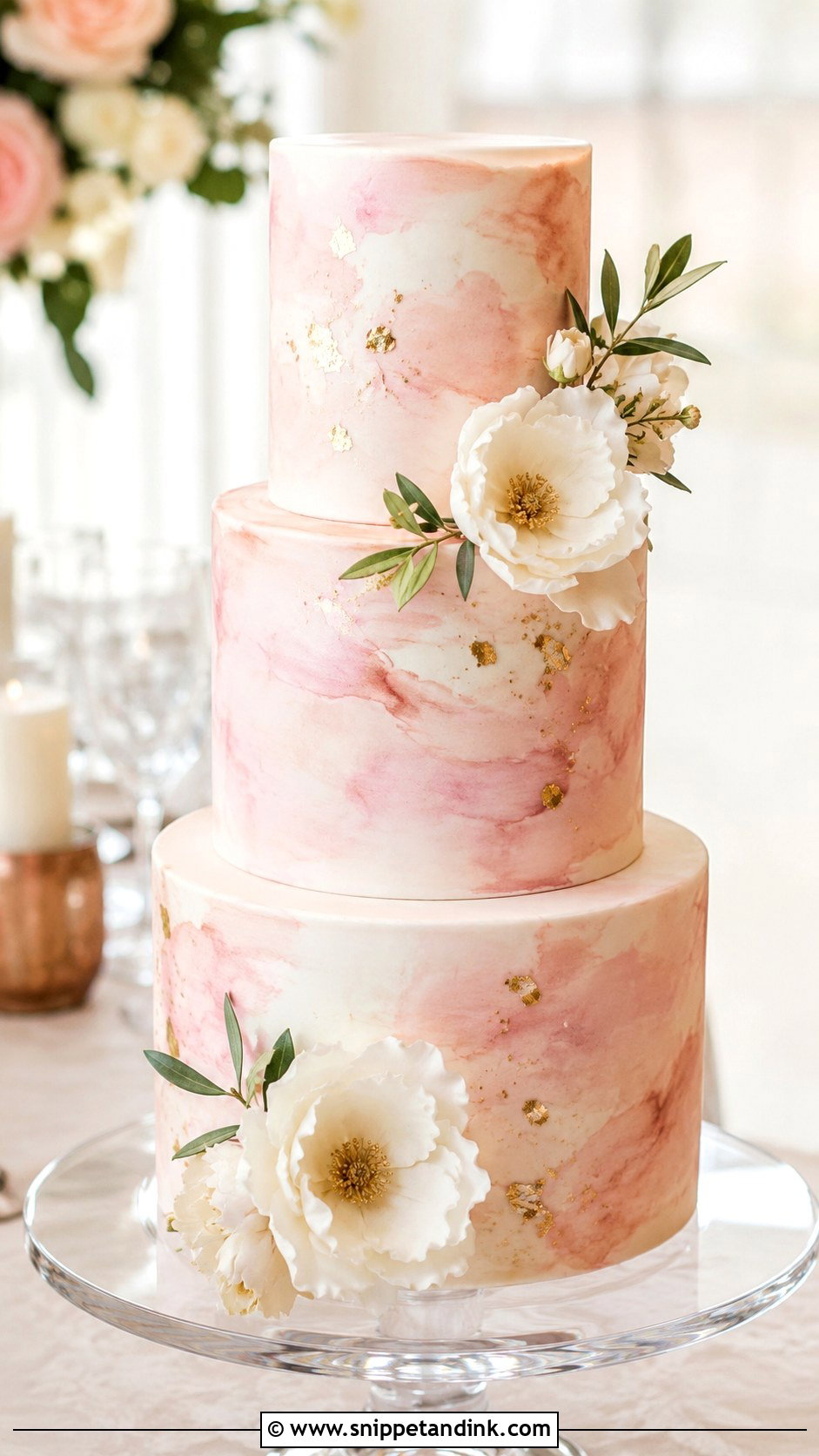 Pink Watercolor Wedding Cake - Snippet and Ink - 20 Elegant Pink Wedding Cake Ideas