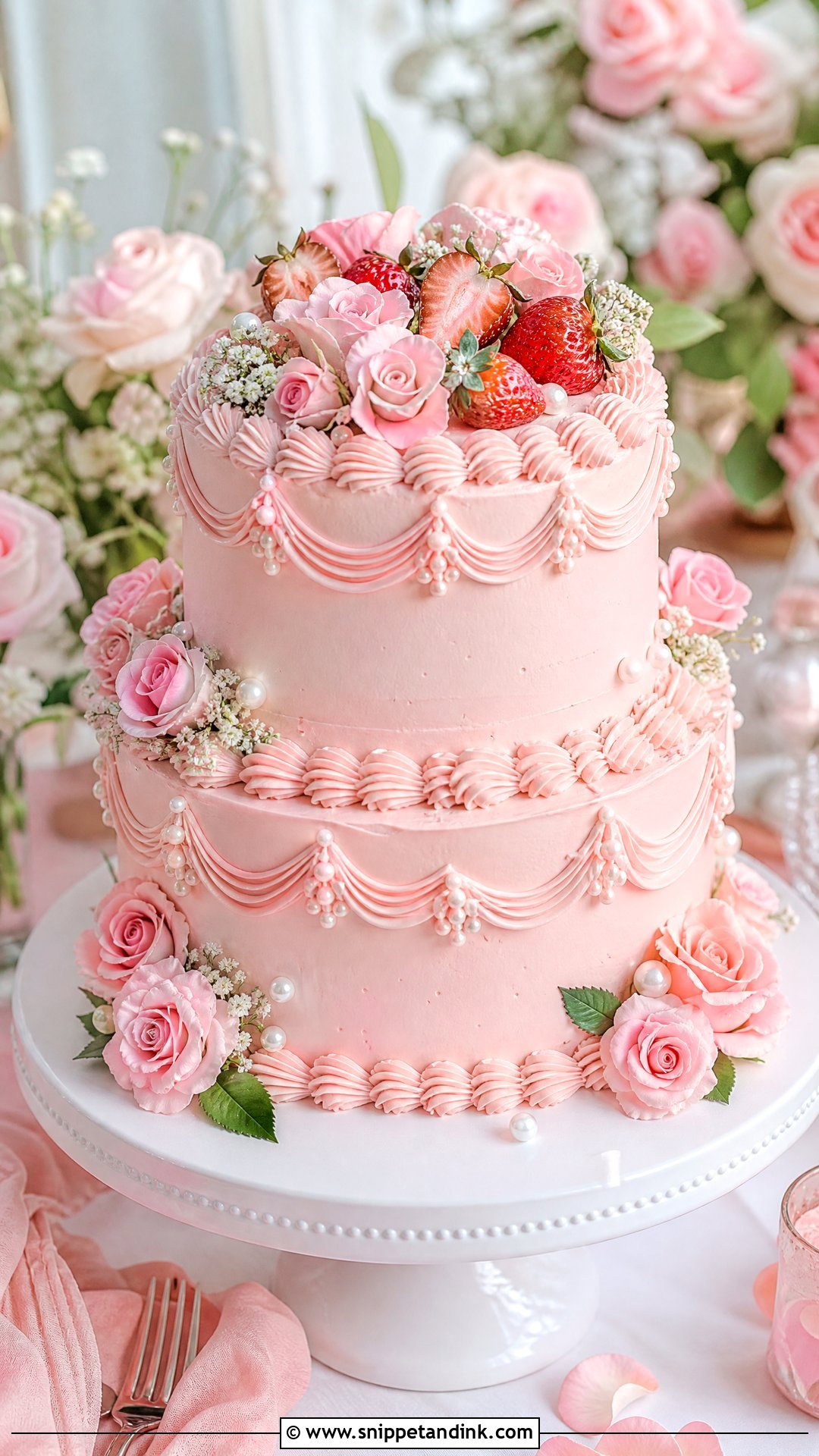 Pink Wedding Cake - Snippet and Ink - 30 Wedding Cake Ideas