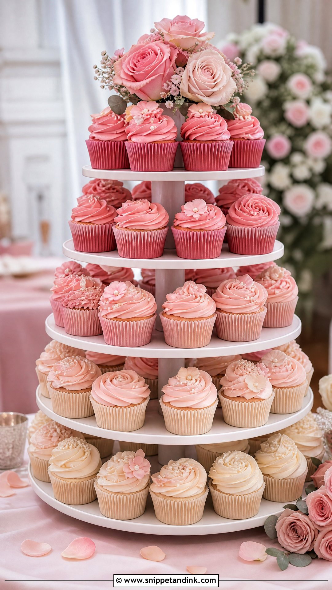 Pink Wedding Cupcake Tower - Snippet and Ink - 20 Wedding Cupcake Tower Ideas
