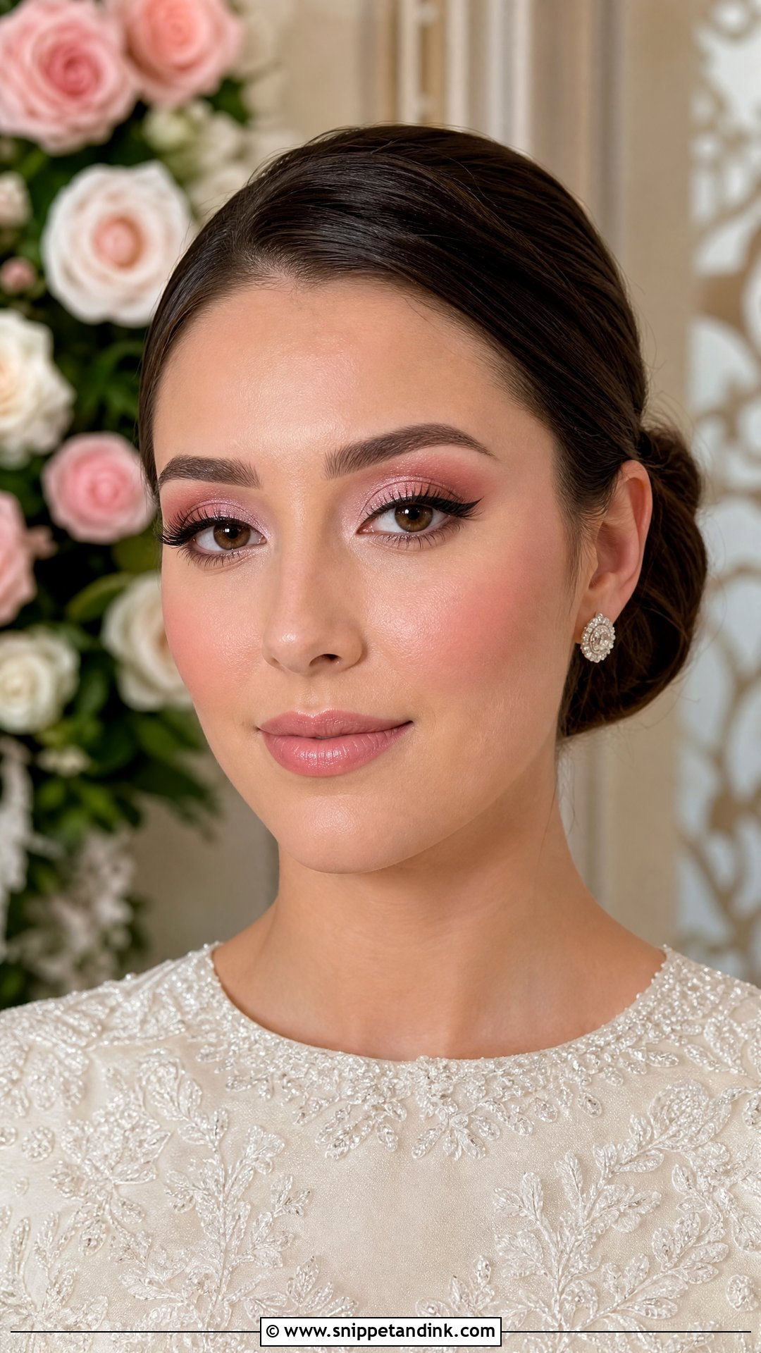 Pink Wedding Makeup With Winged Liner - Snippet and Ink - 20 Pink Wedding Makeup Looks