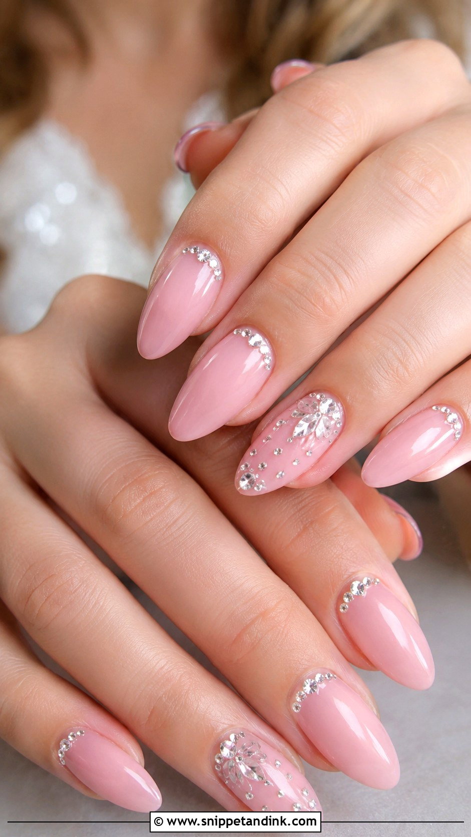 Pink Wedding Nails With Rhinestones - Snippet and Ink - 30 Pink Wedding Nails