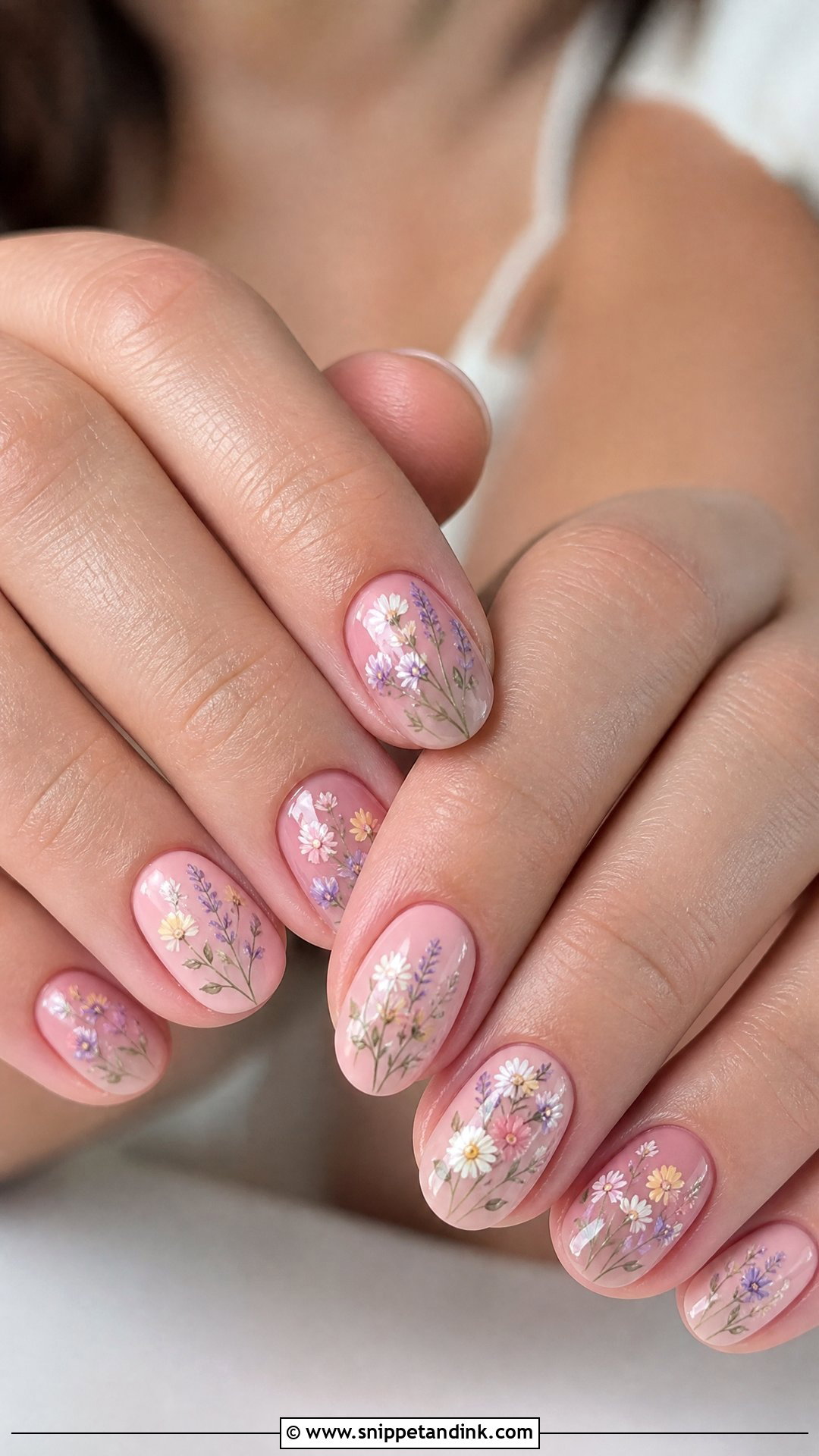 Pink Wildflower Wedding Nails - Snippet and Ink - 20 Wildflower Wedding Nails