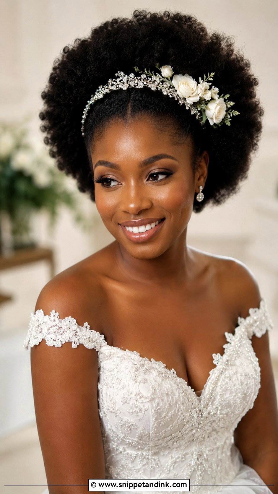 Pinned Back Afro for Black Brides - Snippet and Ink - 30 Wedding Hairstyles Black Women