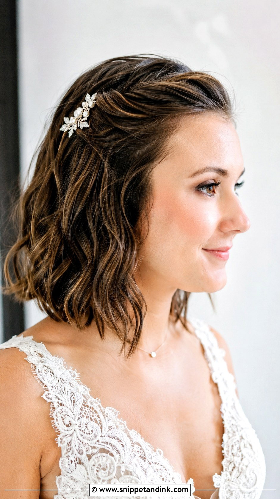 Pinned Back Bangs Style - Snippet and Ink - 25 Simple Wedding Hairstyles for Short Hair