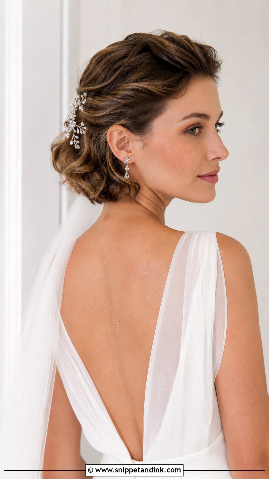 Pinned Back Bob - Snippet and Ink - 35 Wedding Hair Ideas