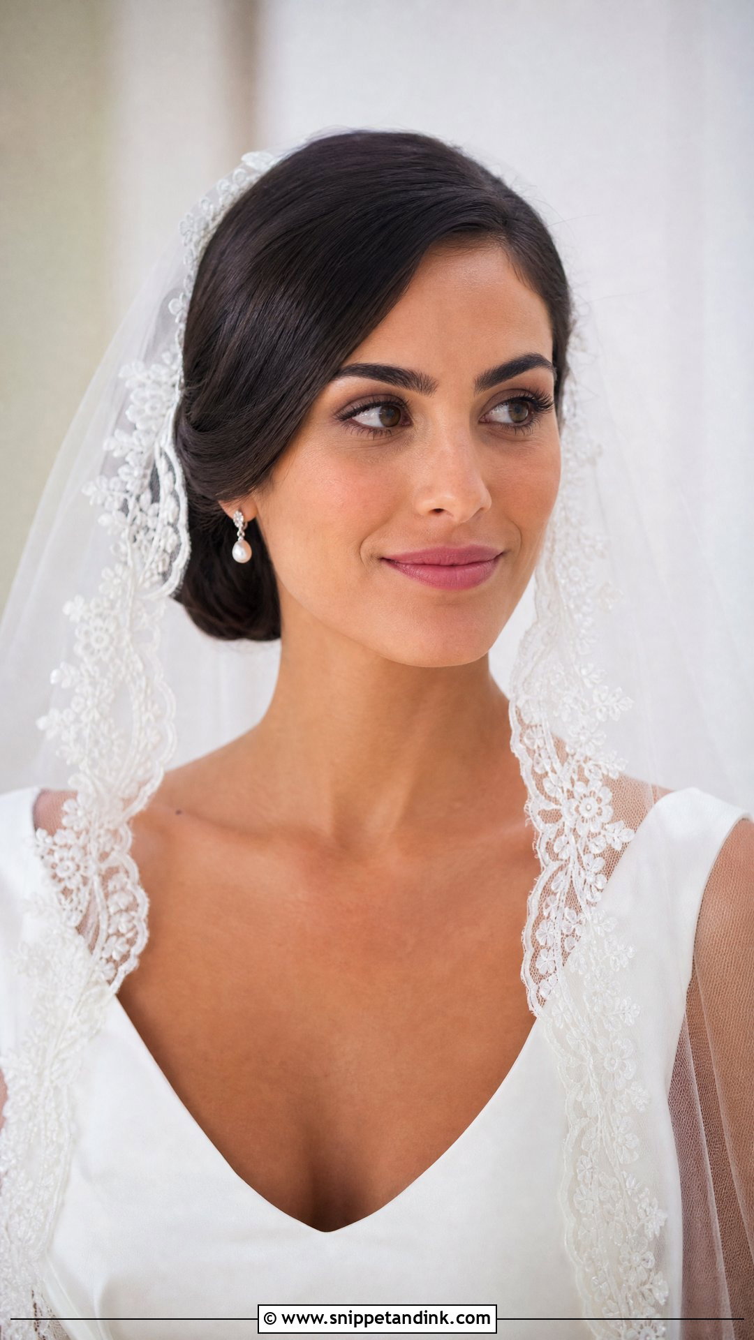 Pinned Back Bob With Mantilla Veil - Snippet and Ink - 20 Short Veil Hairstyles