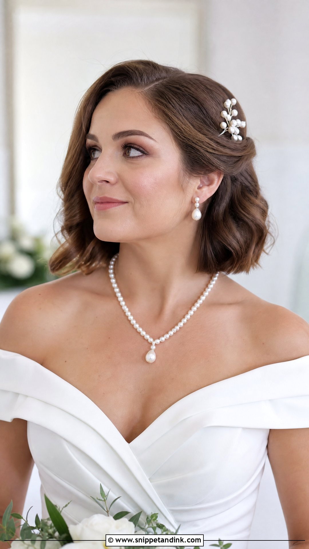 Pinned Back Bob With Pearl Accessories - Snippet and Ink - 20 Formal Bob Hairstyles Wedding