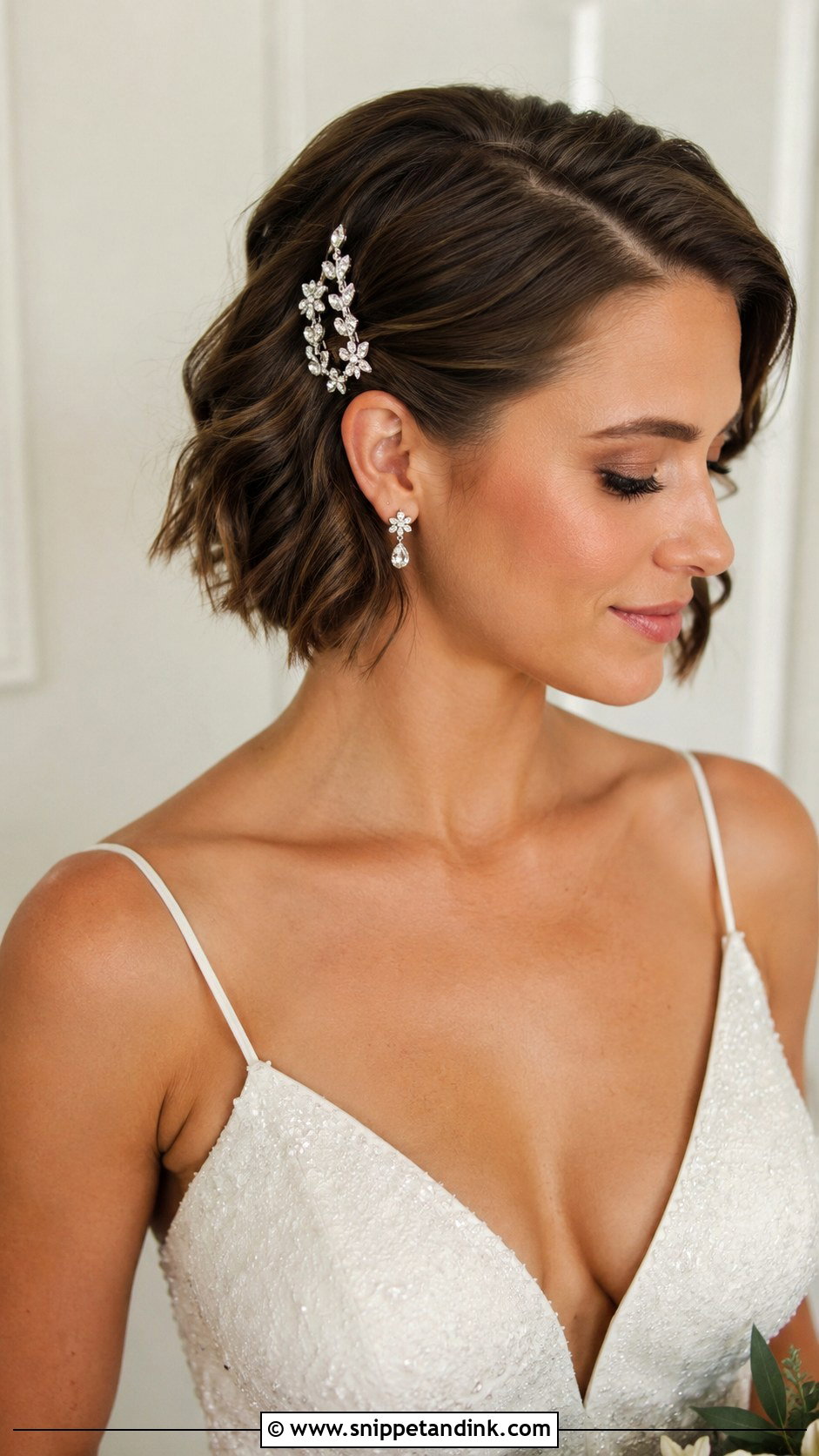 Pinned Back Bob With Sparkle Clips - Snippet and Ink - 25 Bob Wedding Hair Ideas