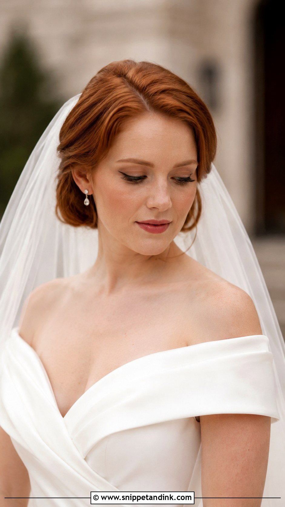 Pinned Back Bob With Veil - Snippet and Ink - 30 Short Wedding Hairstyles