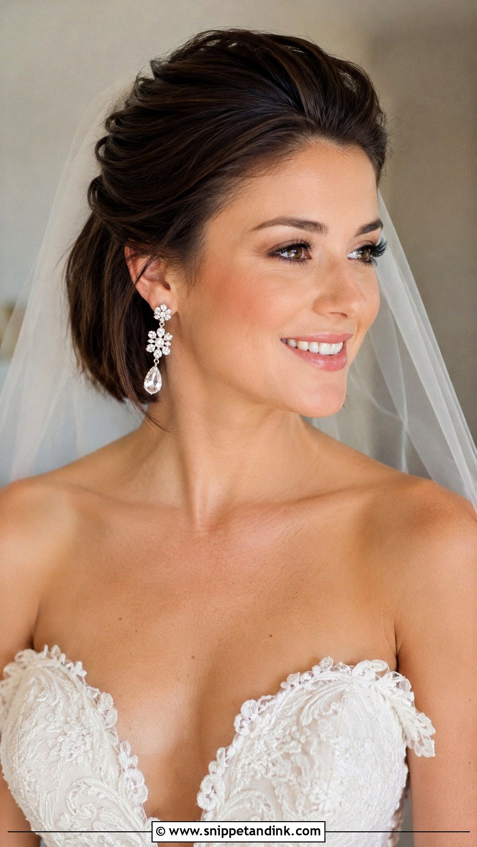 Pinned Back Bob With Volume - Snippet and Ink - 25 Short Hair Bridal Hairstyles