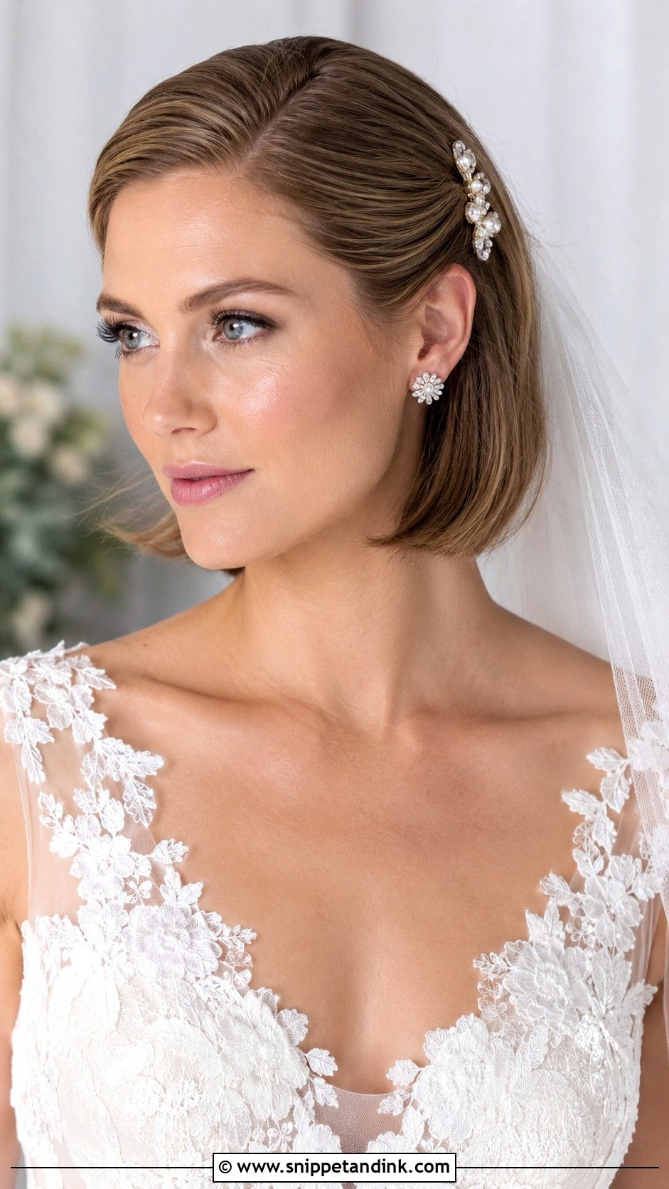 Pinned Back Bob with Accessories - Snippet and Ink - 20 Bob Hairstyles for Wedding