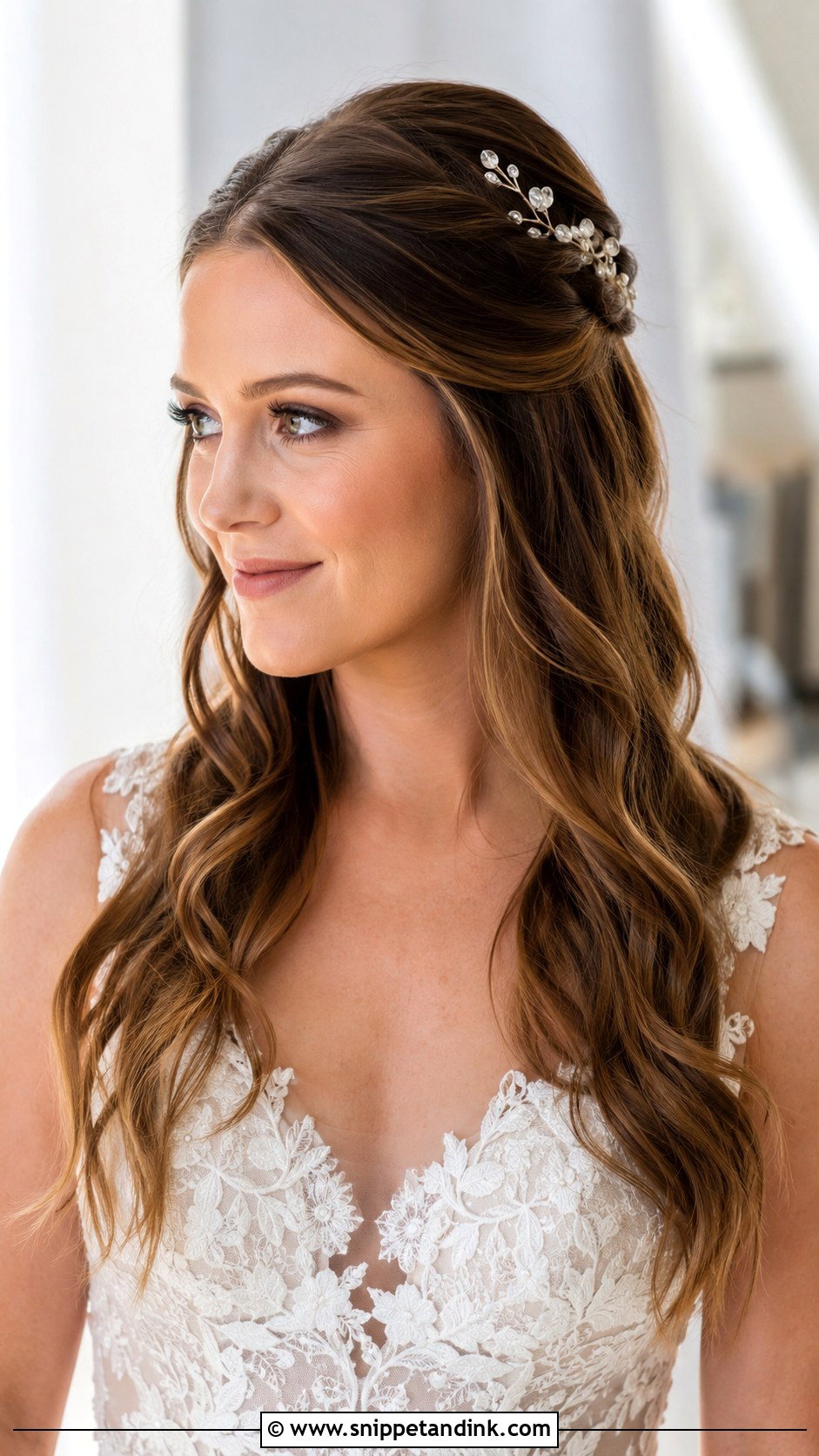 Pinned Back Bridal Hairstyle - Snippet and Ink - 25 Easy Bridal Hairstyles