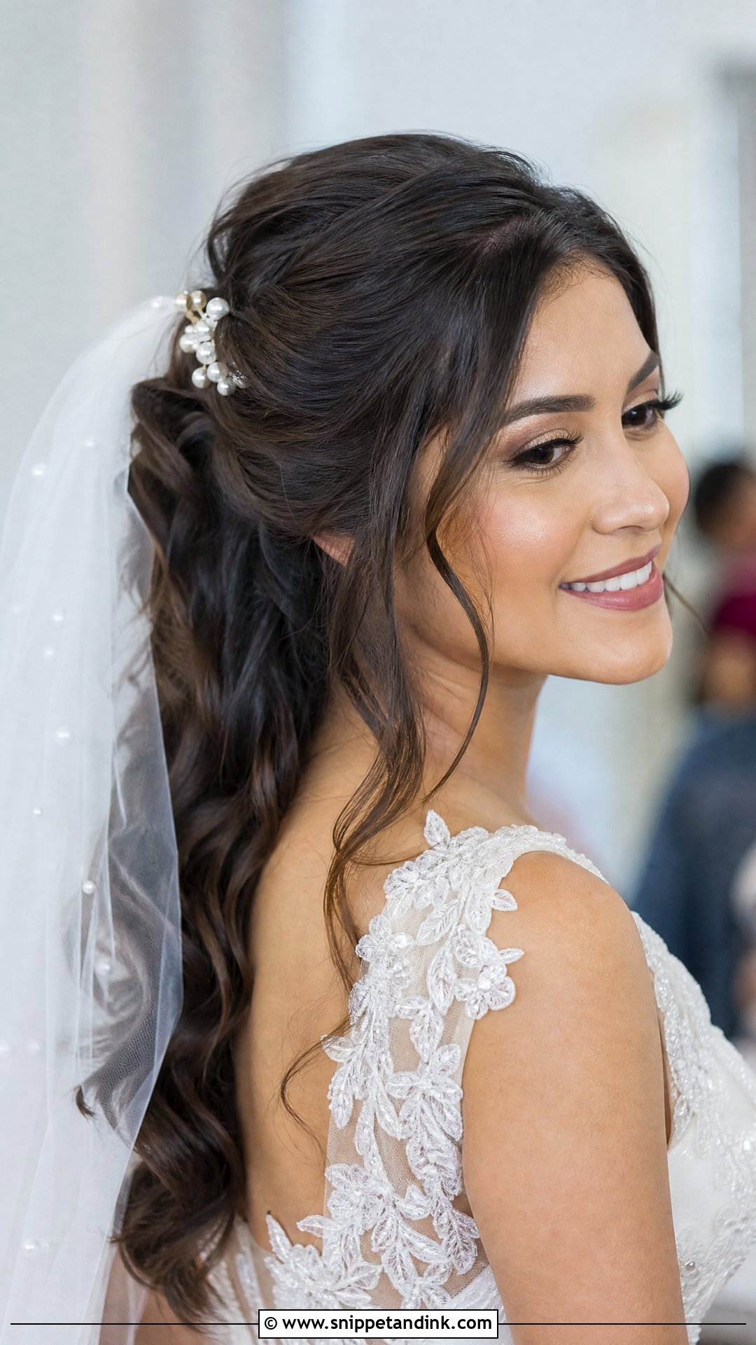 Pinned Back Bridal Hairstyle With Waves - Snippet and Ink - 20 Hairstyles for the Bride