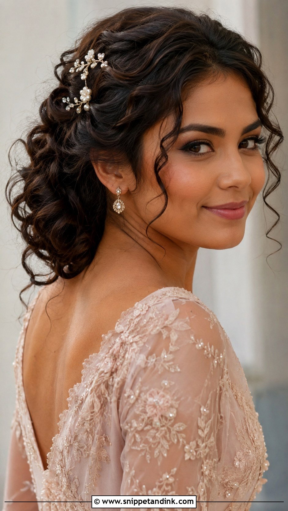 Pinned Back Curls - Snippet and Ink - 30 Wedding Guest Hairstyles