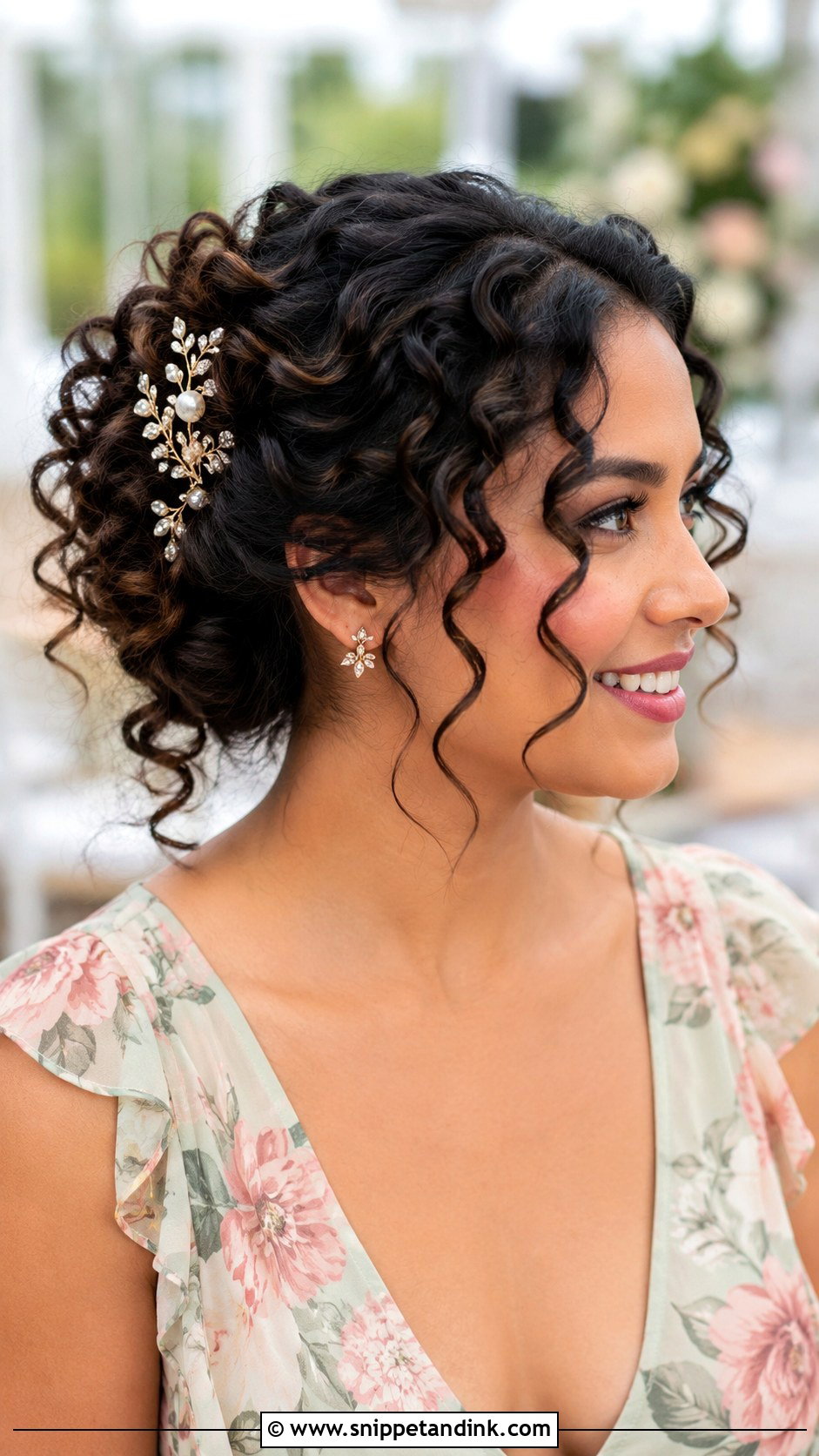 Pinned Back Curls - Snippet and Ink - 30 Wedding Guest Updo Hairstyles