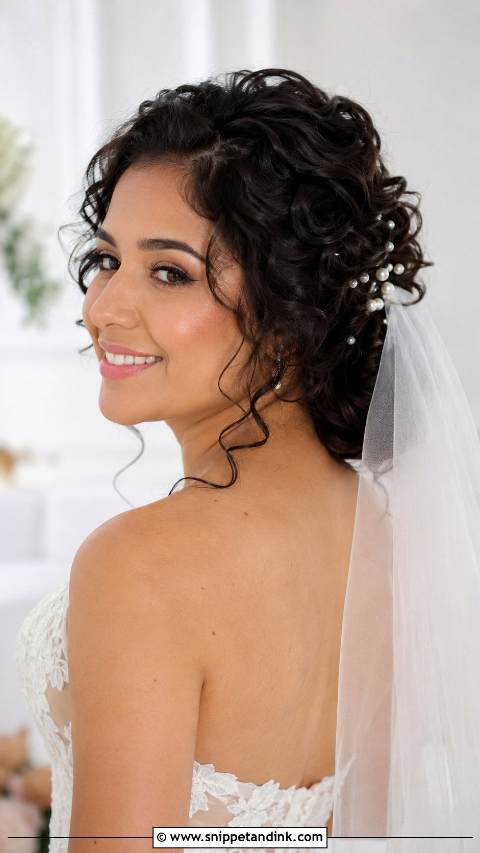 Pinned Back Curls Bridal Hairstyle - Snippet and Ink - 20 Trending Bridal Hairstyles