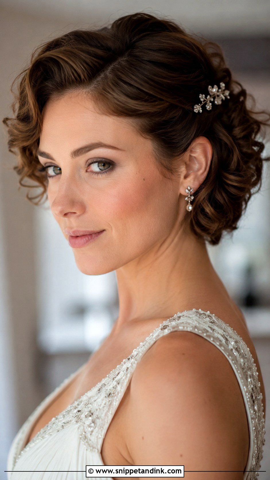 Pinned Back Curls For Short Hair - Snippet and Ink - 25 Wedding Guest Hair Inspo Ideas