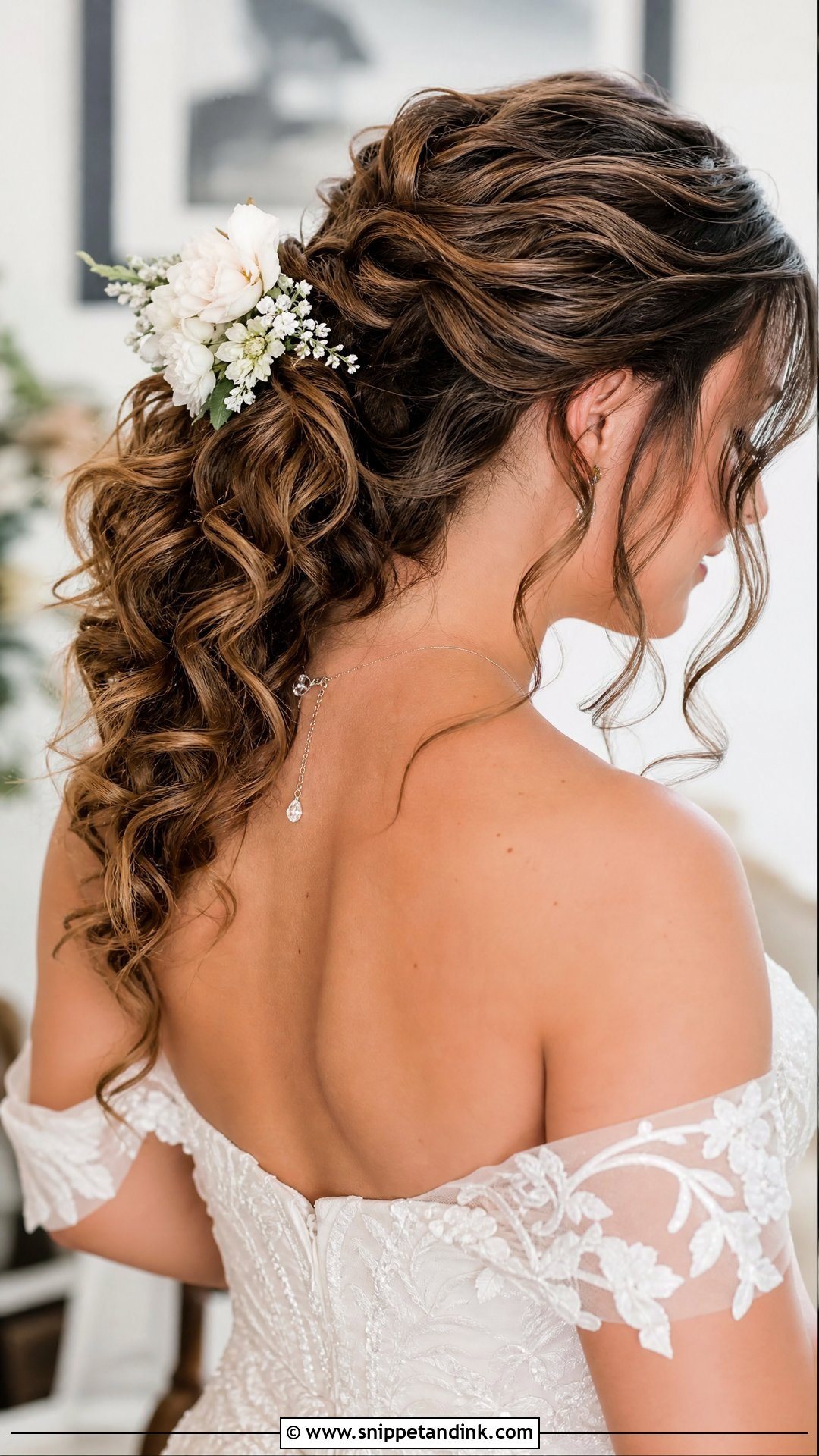 Pinned Back Curls Wedding Hair - Snippet and Ink - 20 Pinned Back Wedding Hair Ideas