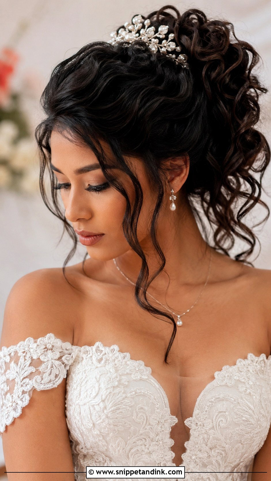 Pinned Back Curls Wedding Updo - Snippet and Ink - 20 Bridal Hair Up Do Ideas