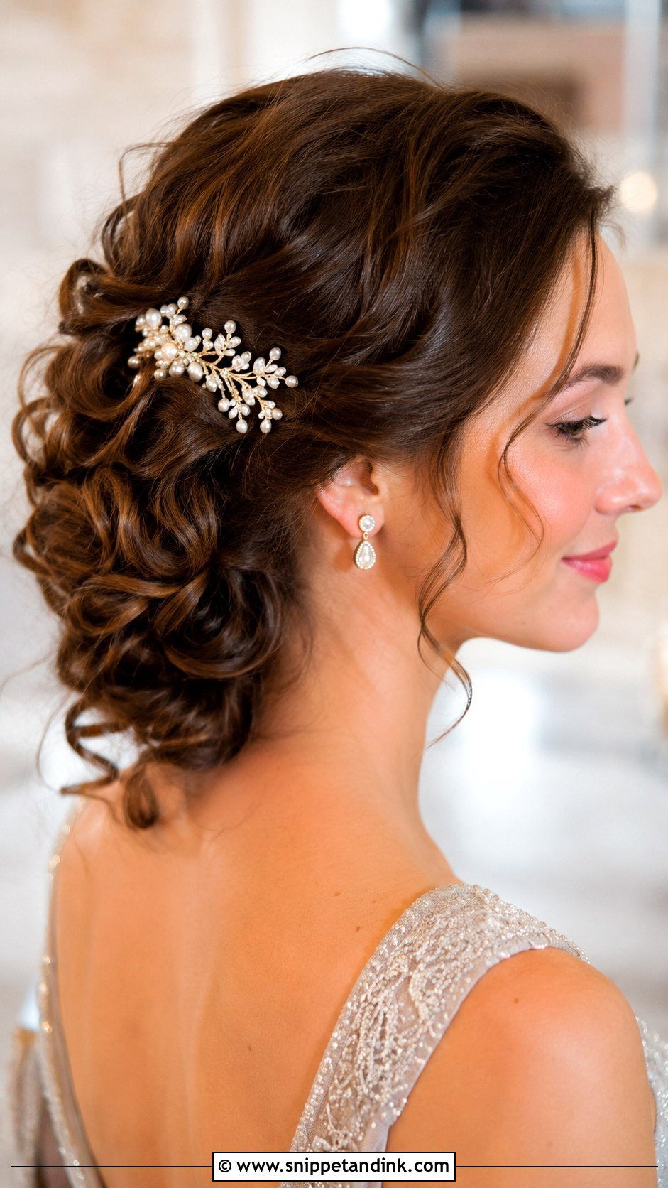 Pinned Back Curls With Hair Accessory - Snippet and Ink - 30 Hairstyle for Engagement Ideas