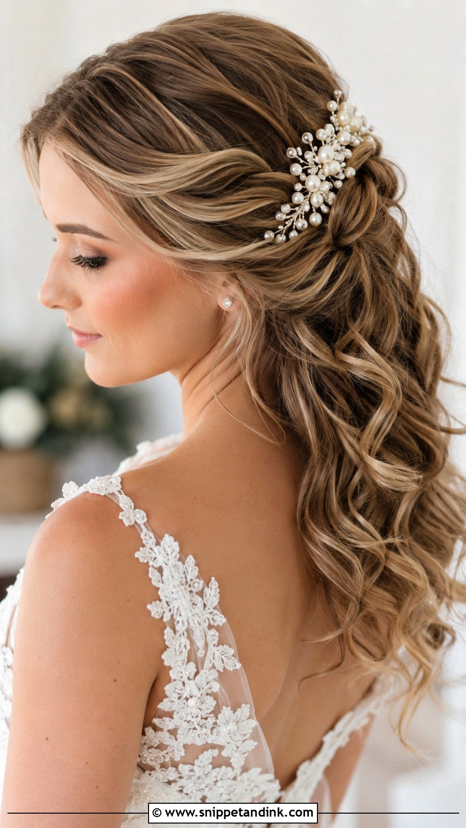 Pinned Back Curls With Hair Comb - Snippet and Ink - 30 Hairstyles for Marriage