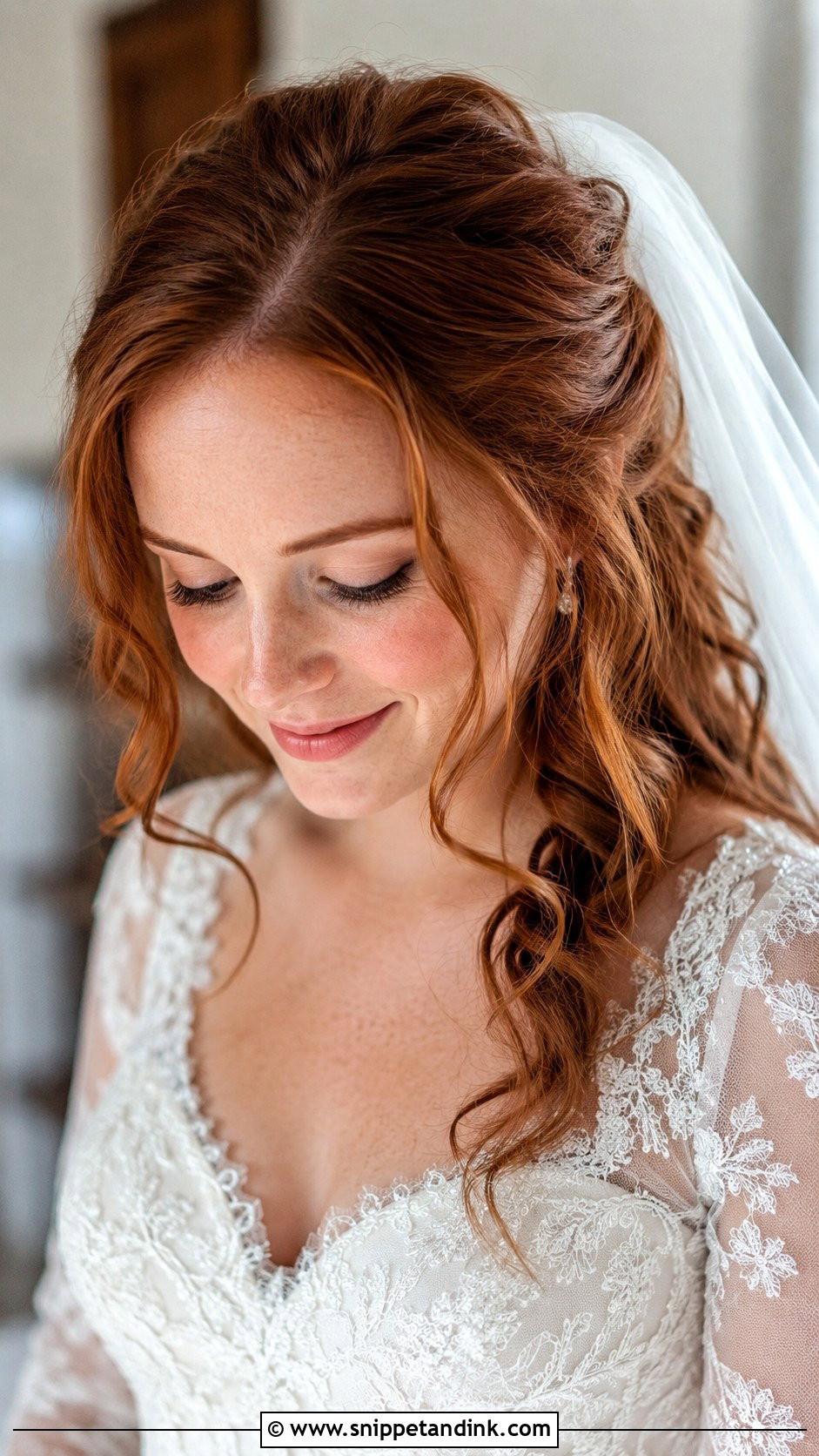 Pinned Back Curls With Veil - Snippet and Ink - 25 Hair Styles for Weddings