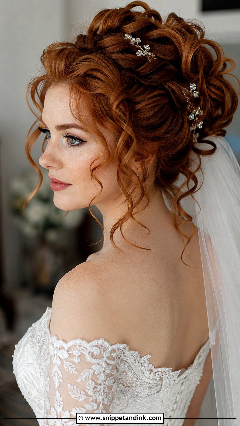 Pinned Back Curls With Volume - Snippet and Ink - 20 Round Face Bridal Hairstyles
