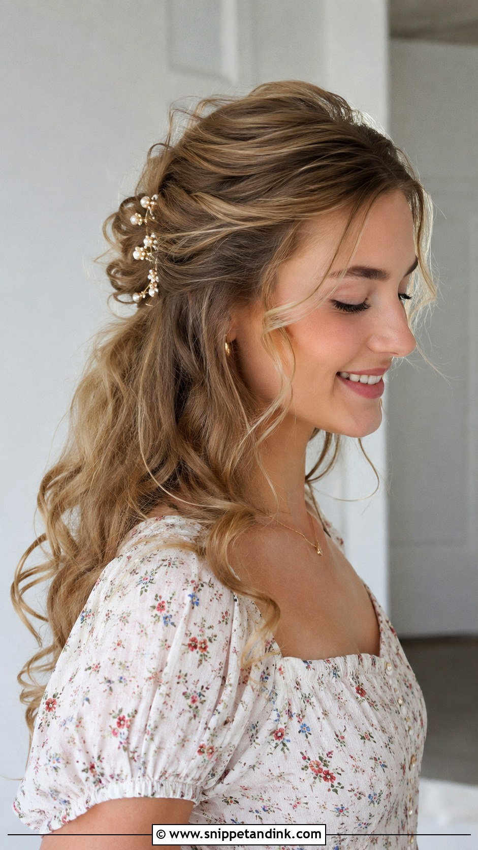 Pinned Back Curls - Snippet and Ink - 20 Cute Hairstyles for a Wedding Guest