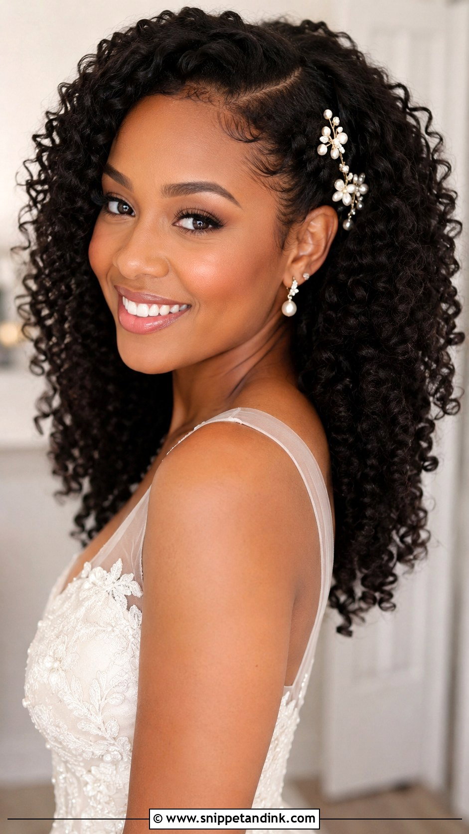 Pinned Back Natural Curls - Snippet and Ink - 20 Wedding Hairstyles for Natural Hair