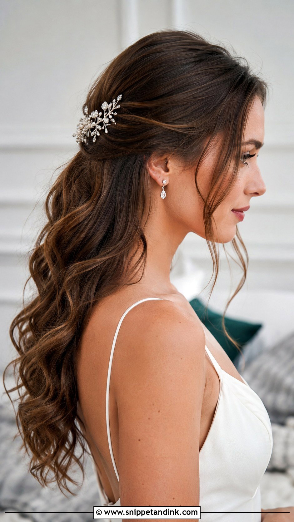 Pinned Back Open Hairstyle - Snippet and Ink - 25 Open Hair Bridal Look Ideas