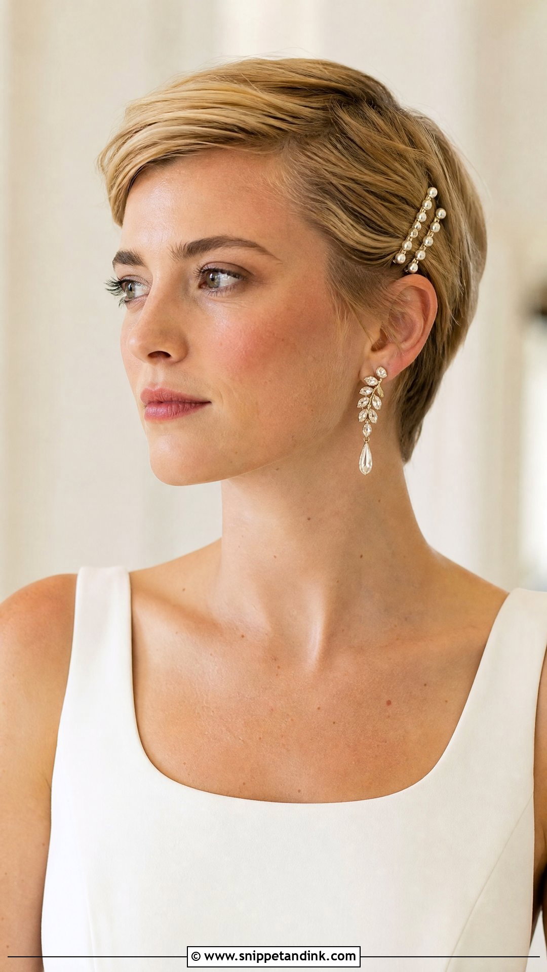 Pinned Back Pixie Cut - Snippet and Ink - 20 Wedding Hairstyle Shorthair Ideas