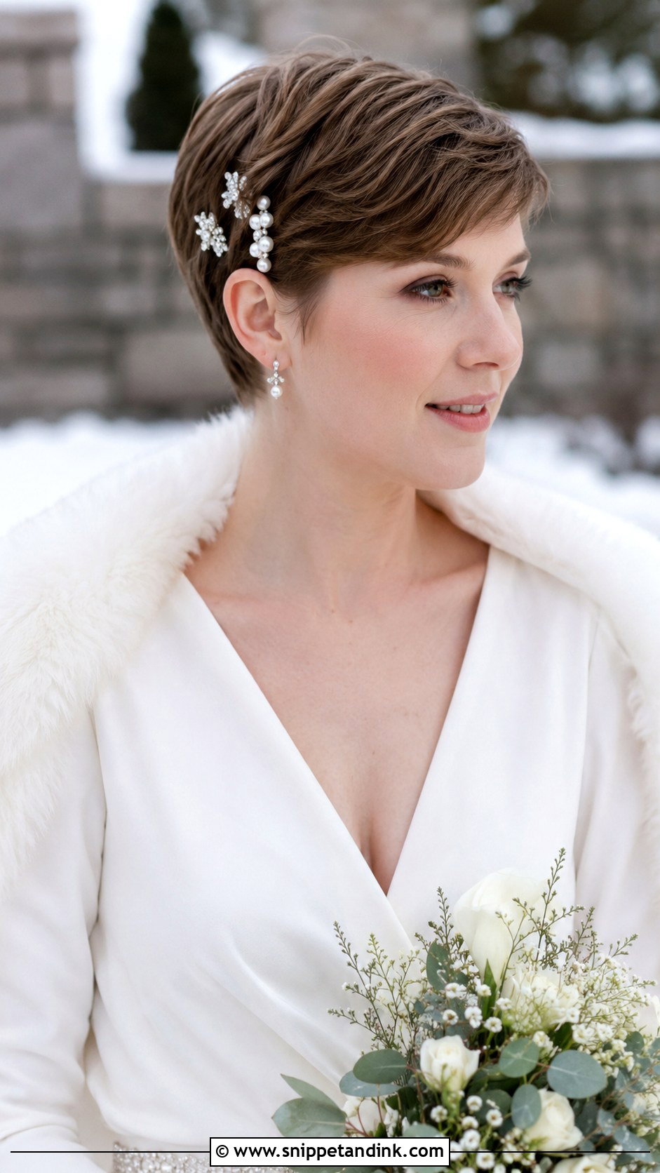 Pinned Back Pixie With Accessories - Snippet and Ink - 25 Short Hair for Wedding Ideas