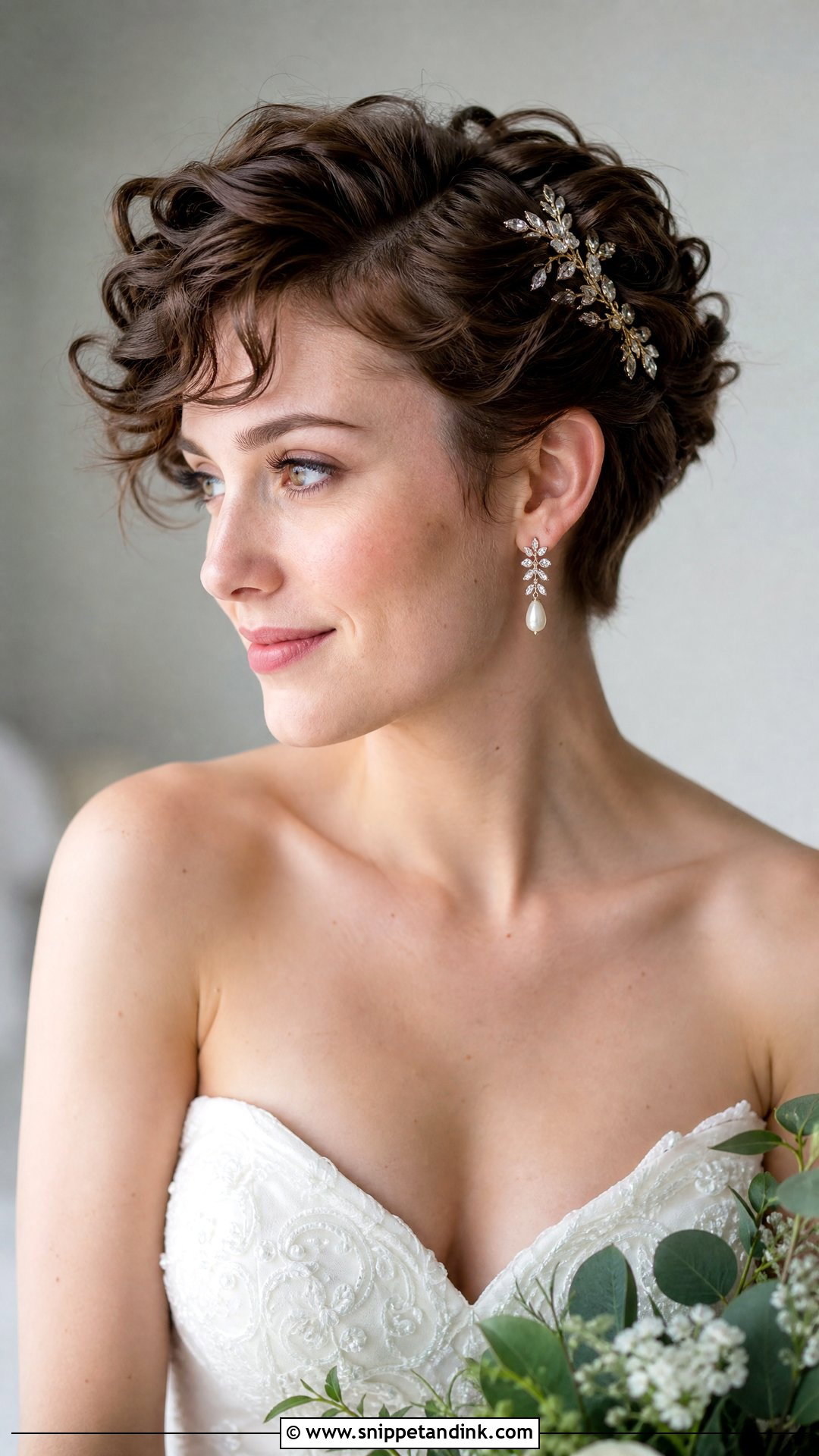 Pinned Back Pixie With Curls - Snippet and Ink - 20 Short Hair Wedding Ideas