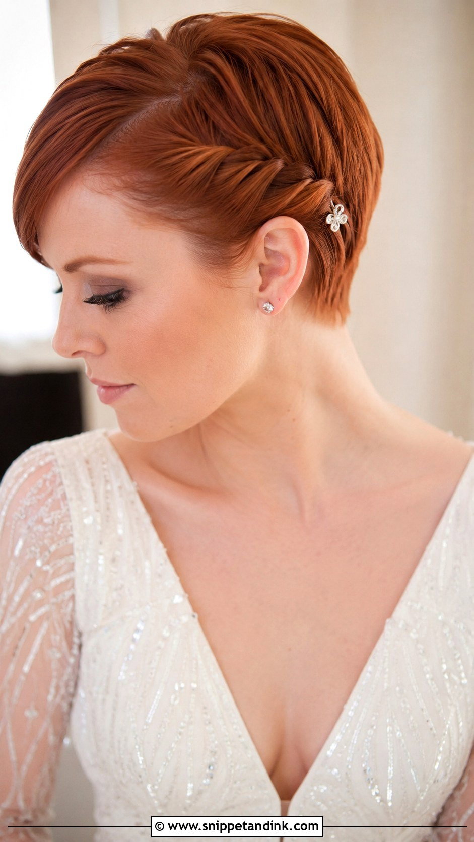 Pinned Back Pixie With Side Twist - Snippet and Ink - 20 Wedding Hair Short Hair Ideas